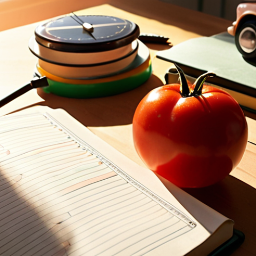 Home 6 **Image prompt:** A student studying at a desk with a Pomodoro timer visible, books and notes spread out, bathed in the warm light of the morning, showcasing peak productivity time.